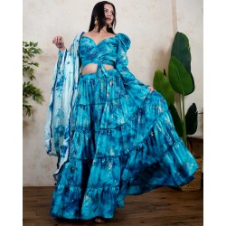 Tier This Way Hand Printed Super Flared Skirt Set