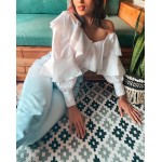 Dropping Shoulder Ruffle Shirt