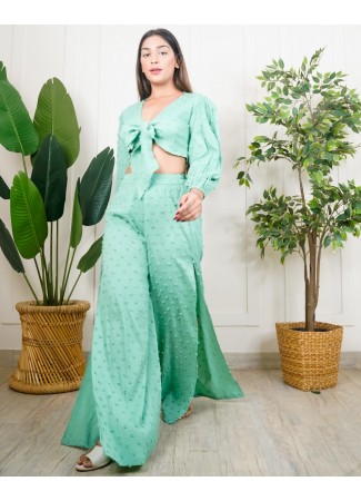 Tie Up Top & Side Slit Pants