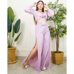 Tie Up Top & Side Slit Pants