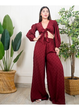 Tie Up Top & Side Slit Pants