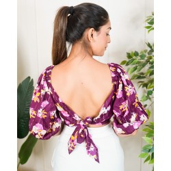 Back Tie Balloon Sleeves Top!