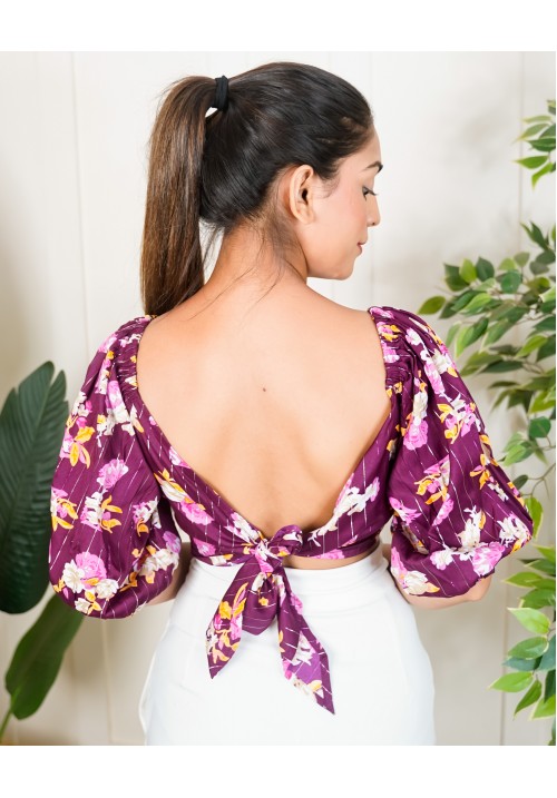 Back Tie Balloon Sleeves Top!