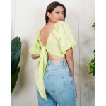 Back Tie Balloon Sleeves Top!