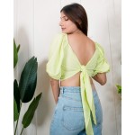 Back Tie Balloon Sleeves Top!