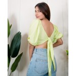 Back Tie Balloon Sleeves Top!