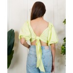 Back Tie Balloon Sleeves Top!