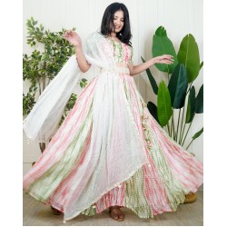 4 Piece Tie & Dye Super Flared Skirt Set