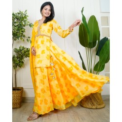 Embroidered Tunic and Super Flared Skirt Set