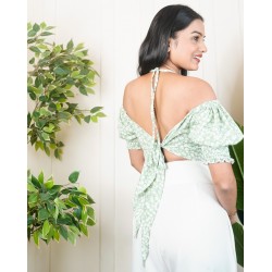 Smocked Back Tie Up Top