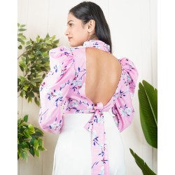 High Neck Back Tie Up Top