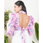 High Neck Back Tie Up Top