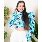 High Neck Back Tie Up Top