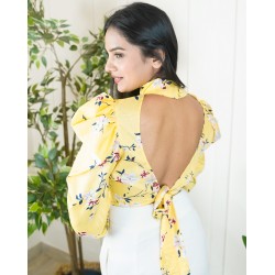 High Neck Back Tie Up Top