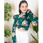 High Neck Back Tie Up Top