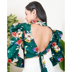 High Neck Back Tie Up Top