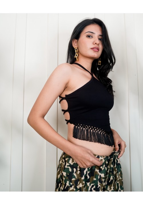 No Back All Black Boho Top