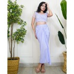 Draped Skirt with Padded Back Tie Up Blouse