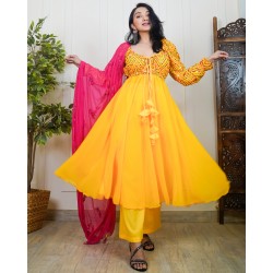 Embroidered Fit And Flare 3 Piece Set