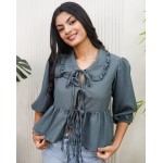That Tie Up Top Peplum Top