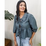 That Tie Up Top Peplum Top