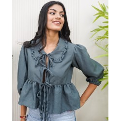 That Tie Up Top Peplum Top