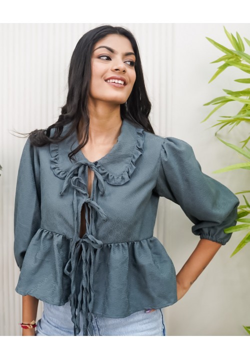 That Tie Up Top Peplum Top