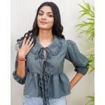 That Tie Up Top Peplum Top