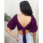 Back Tie Balloon Sleeves Top!