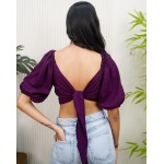 Back Tie Balloon Sleeves Top!