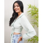 Embroidered Wrap Top