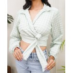 Embroidered Wrap Top