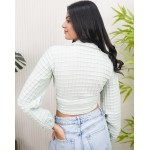 Embroidered Wrap Top