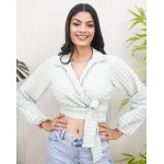 Embroidered Wrap Top