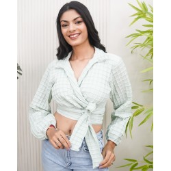 Embroidered Wrap Top