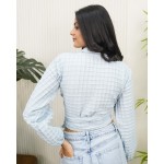 Embroidered Wrap Top
