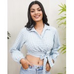 Embroidered Wrap Top