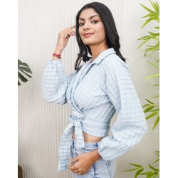 Embroidered Wrap Top