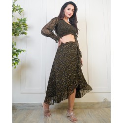 Smocked Top and Wrapped Skirt Set