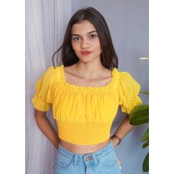 Smocked Waist Crop Top