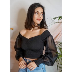 Smocked Organza Sleeves Top!