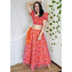 Smocked and Printed Organza Skirt Set!