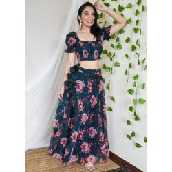 Smocked and Printed Organza Skirt Set!