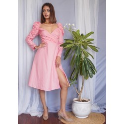 Overlapping Slit Midi Dress!