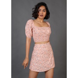 Smocked Top And Wrapped Skirt Set