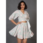 Wrapped Top and Flared Skirt Set