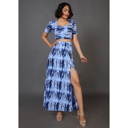 Tie and Dye Slit Skirt Set!