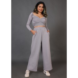 Wrapped Top and Flared Pants Set!