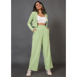 Cropped Blazer And Wide Leg Pants Set!