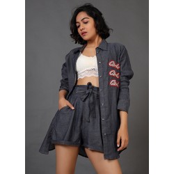 Denim On Denim Shirt and Shorts Set!